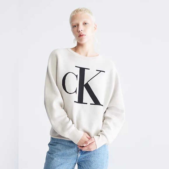 Calvin Klein Jeans Logo Dolman Sleeve Sweater - Picture 1 of 8